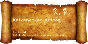 Kaldenecker Vilmos névjegykártya